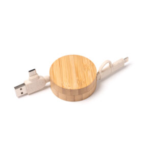 Cable cargador extensible con cuerpo elaborado en bambú — Garyk
