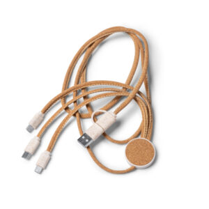 5-in-1 charging cable with cork and wheat-fibre body — Metrik