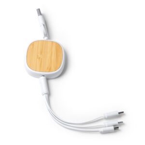 5-in-1 extendable charging cable in recycled ABS and bamboo — Lens