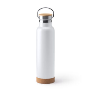 Botella térmica de acero 304 reciclado con tapa de bambú y base de corcho — Vader