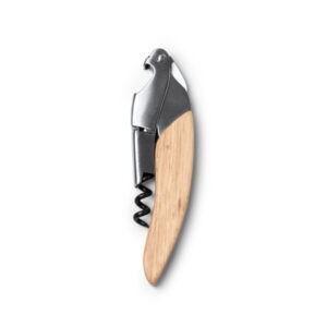 Sacacorchos clásico de acero inoxidable con mango de madera — Vuren