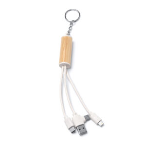 4-in-1 charging cable in bamboo and wheat fibre — Pombo