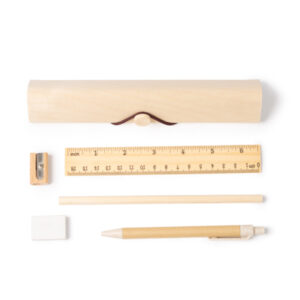 Set de escritura de madera natural presentado en estuche — Sakis