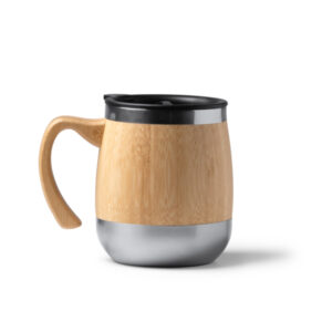 Taza de acero 304 de doble pared con exterior de bambú, 450 ml — Marly
