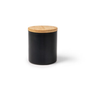 Vela aromática de vainilla en recipiente de aluminio con tapa de bambú — Maris