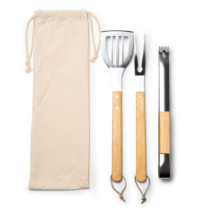 Set para barbacoa con 3 accesorios elaborados en acero — Cadak