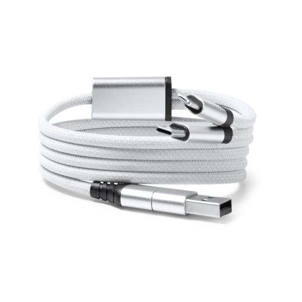 Cable antienredo con salida USB, Tipo C y Lightning — Elon