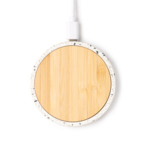 10W wireless charger with bamboo base and recycled terrazzo body — Siles