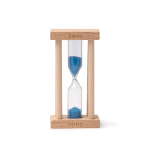 3-minute hourglass set in a wooden frame — Tempo