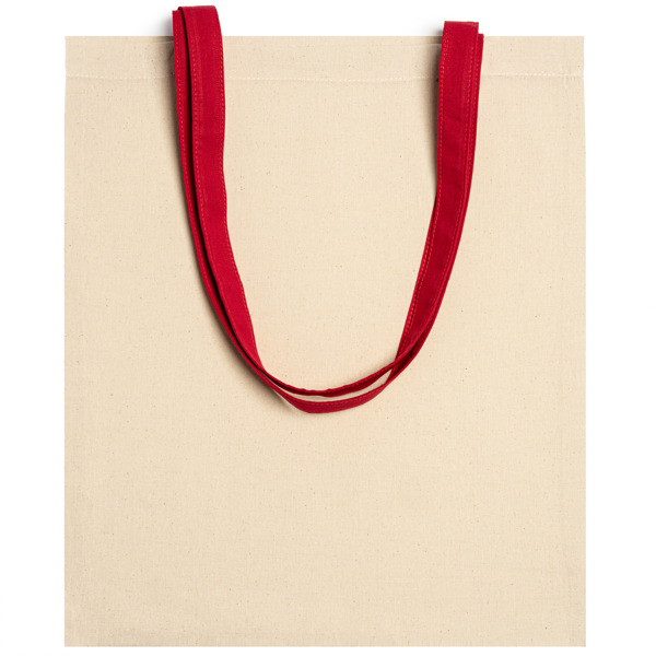 Bolsa 100% algodón 140 g/m² en color natural con asas de 70 cm en color — Veneto