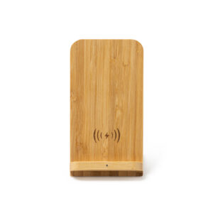 Bamboo stand with wireless charging surface — Gravity
