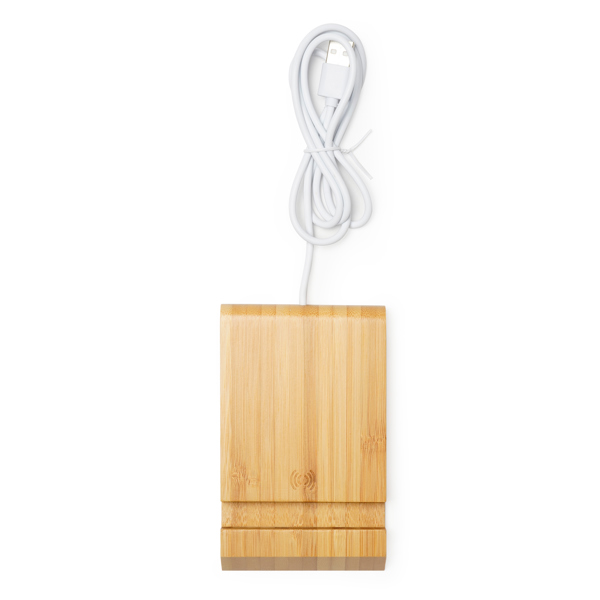 Bamboo wireless charger with a phone and tablet stand — Gamma