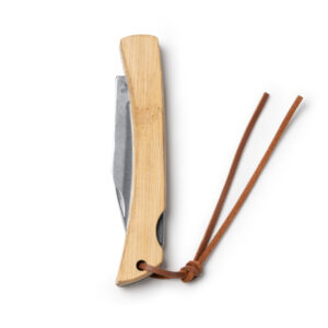 Navaja de acero inoxidable con empuñadura de bambú natural — Kaide