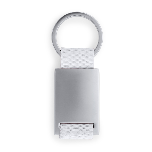Metal keyring with coloured polyester strap — Mineral