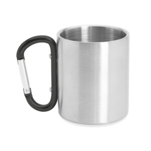 Taza metálica de doble pared con asa mosquetón, 230 ml — Guaya