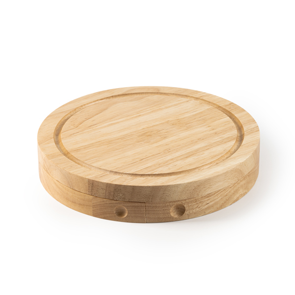 Set de quesos de 4 utensilios con mango de madera y estuche-tabla — Comte
