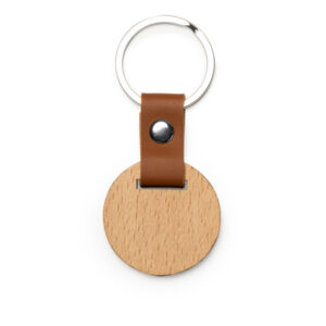 Llavero de madera natural en dos formatos, redondo — Marbel