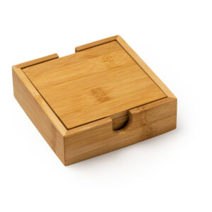 Set de 4 posavasos de bambú guardados en una elegante caja — Algor