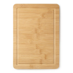 Tabla de cortar de bambú rectangular con canal recoge líquidos — Angus