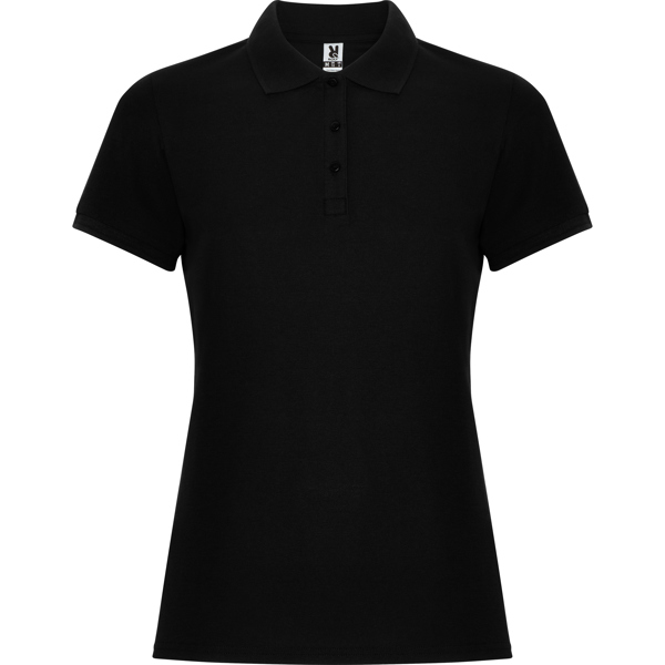 Anti-pilling short-sleeve cotton polo shirt, fitted at the waist — Pegaso Woman Premium