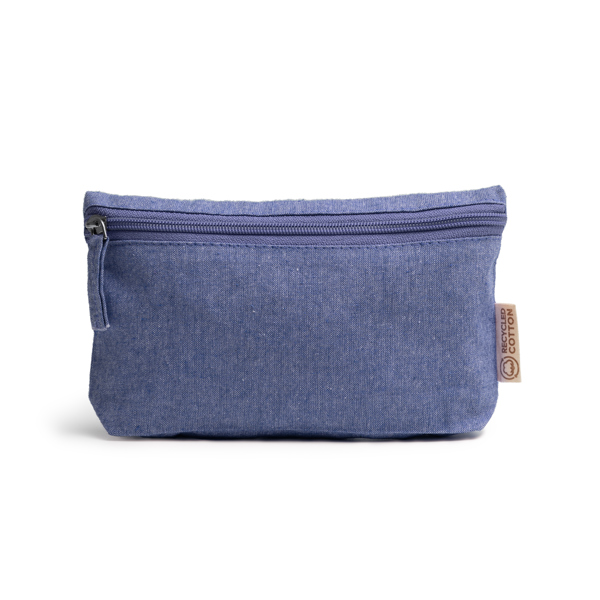 Multi-purpose toiletry bag in mottled recycled cotton with matching zip — Remo