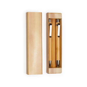 Set bolígrafo y portaminas con cuerpo elaborado en bambú — Kioto