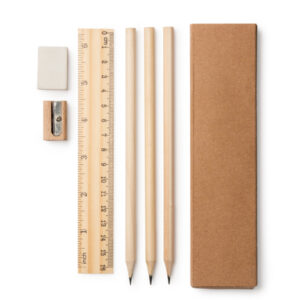 Set de escritura de madera natural presentado en estuche — Vernak