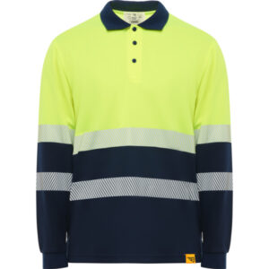Polo de manga larga bicolor de alta visibilidad — Vega L/S